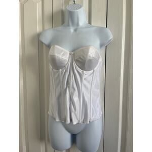 Dominique Women's Longline Corset Full Figure Bustier Bra #8950 White 36B